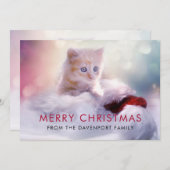 Festive Holiday Cute Kerstmis Kitten Bedankkaart (Voorkant / Achterkant)