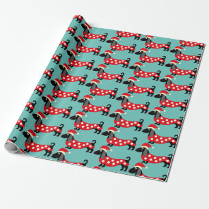 Festive Holiday Dachshunds Cadeaupapier