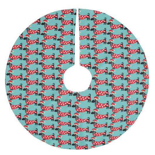 Festive Holiday Dachshunds Kerstboom Rok (Voorkant)