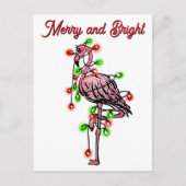 Festive holiday Flamingo red green Xmas lights Briefkaart (Voorkant)