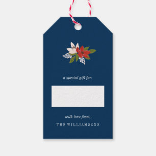 Festive Holiday Floral Cadeaulabel