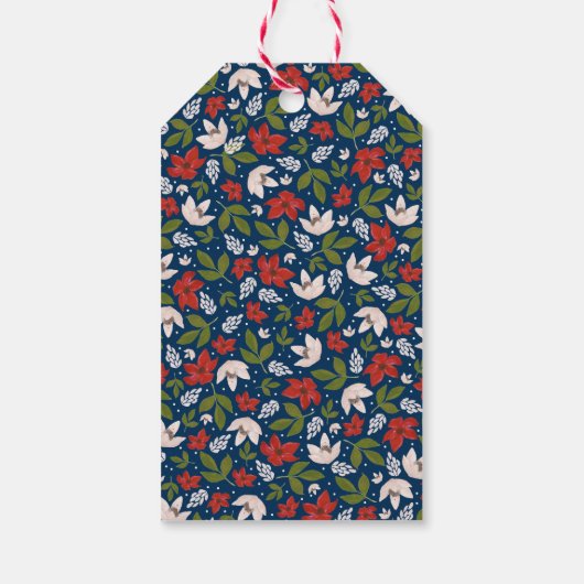 Festive Holiday Floral Cadeaulabel (Achterkant)