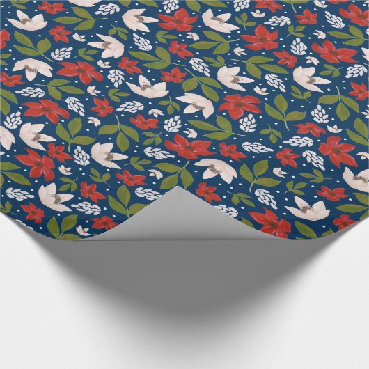 Festive Holiday Floral Cadeaupapier (Hoek)