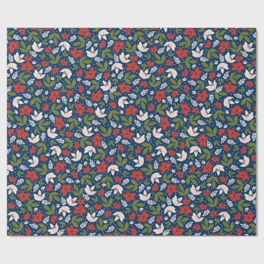 Festive Holiday Floral Cadeaupapier (Vlak)