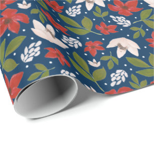 Festive Holiday Floral Cadeaupapier