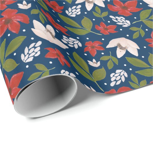 Festive Holiday Floral Cadeaupapier (Rol Hoek)