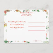 Festive Holiday Floral Drie Foto Briefkaart (Achterkant)