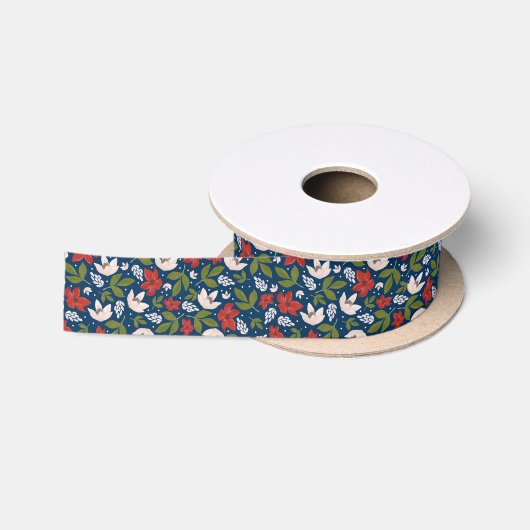 Festive Holiday Floral Satijnen Lint (Spoel)