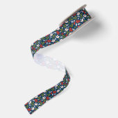Festive Holiday Floral Satijnen Lint (Achterkant)