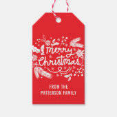 Festive Holiday Florence Red Merry met kerstfeest Cadeaulabel (Voorkant)