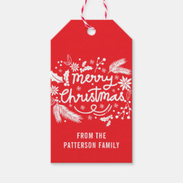 Festive Holiday Florence Red Merry met kerstfeest Cadeaulabel