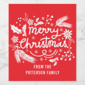 Festive Holiday Florence Red Merry met kerstfeest Wijn Etiket (Enkel label)