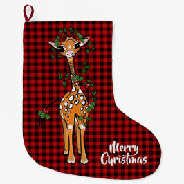 Festive Holiday Giraffe, garland, buffelvlecht Grote Kerstsok