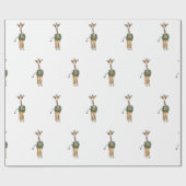 Festive Holiday Giraffe - groen-rood Holly-spier Cadeaupapier (Vlak)