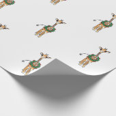 Festive Holiday Giraffe - groen-rood Holly-spier Cadeaupapier (Hoek)