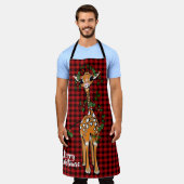 Festive Holiday Giraffe, holly garland, rode vlech Schort (Gedragen)