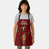 Festive Holiday Giraffe, lichtkraag, rode vlecht Schort (Insitu)
