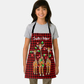 Festive Holiday Giraffe, lichtkraag, rode vlecht Schort (Insitu)
