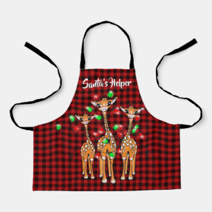 Festive Holiday Giraffe, lichtkraag, rode vlecht Schort