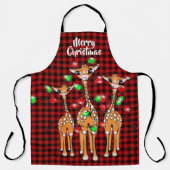 Festive Holiday Giraffe, lichtkraag, rode vlecht Schort (Voorkant)