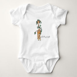 Festive Holiday Giraffe met Holly Garland Romper