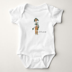 Festive Holiday Giraffe met Holly Garland Romper
