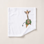 Festive Holiday Giraffe met Holly Wreator Bad Handdoek (Wasdoekje)