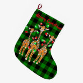 Festive Holiday Giraffe | Vrolijk kerstfeest Grote Grote Kerstsok (Voorkant (Hangend))