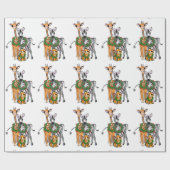 Festive Holiday Giraffe, Zebra, tijger Cadeaupapier (Vlak)