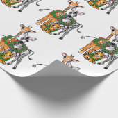 Festive Holiday Giraffe, Zebra, tijger Cadeaupapier (Hoek)