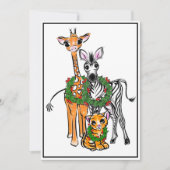 Festive Holiday Giraffe, Zebra, tijger Feestdagenkaart (Voorkant)