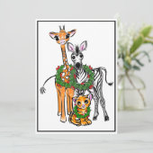Festive Holiday Giraffe, Zebra, tijger Feestdagenkaart (Staand voorkant)
