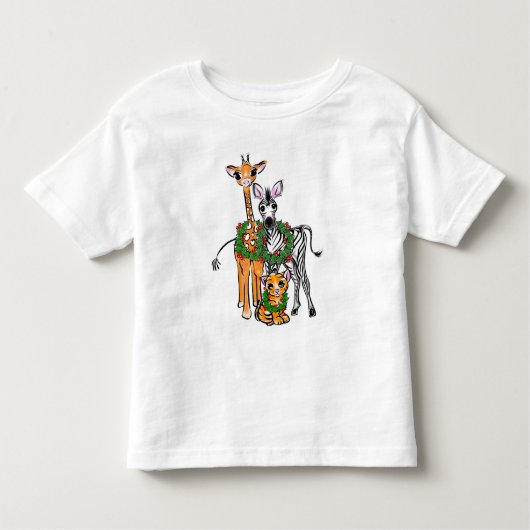 Festive Holiday Giraffe, Zebra, tijger Kinder Shirts (Voorkant)