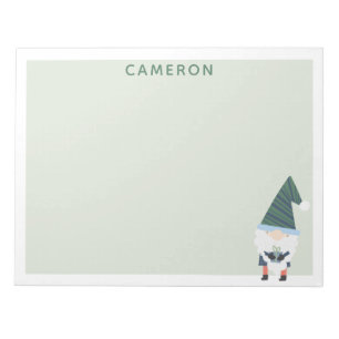 Festive Holiday Gnome Cartoon Groen Gepersonalisee Notitieblok