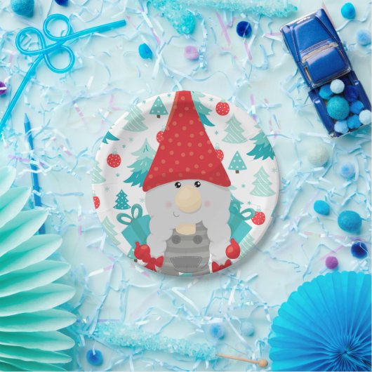 Festive Holiday Gnome met cadeaus Papieren Bordje (Feest)