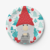 Festive Holiday Gnome met cadeaus Papieren Bordje (Voorkant)