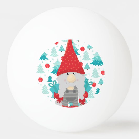 Festive Holiday Gnome met cadeaus Pingpongbal (Voorkant)