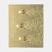 Festive Holiday Gold Christmas Trees w/ Bows Fleece Deken (Voorkant)