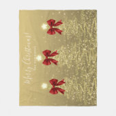 Festive Holiday Gold Christmas Trees w/ Red Bows Fleece Deken (Voorkant)