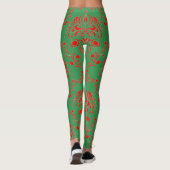 Festive Holiday Green en Red Damask Leggings (Achterkant)