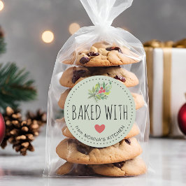 Festive Holiday Greenery met liefdespoot Ronde Sticker