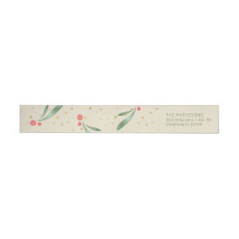 Festive Holiday Greenery Red Berries Gold Confetti