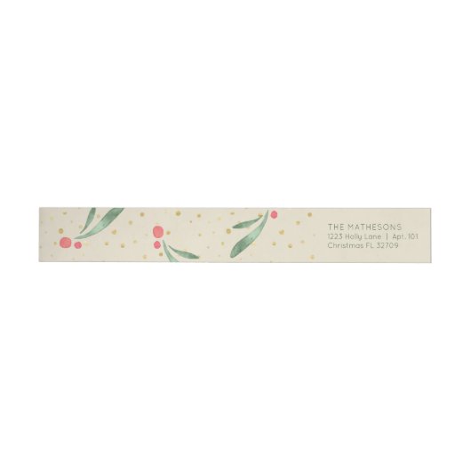 Festive Holiday Greenery Red Berries Gold Confetti (Individueel)