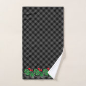 Festive Holiday Grey Pset met Holly Sprigs Bad Handdoek (Handdoek)