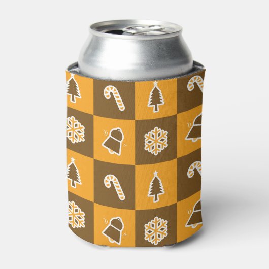 Festive Holiday Grid Pattern Blikjeskoeler (Blikje Voorkant)