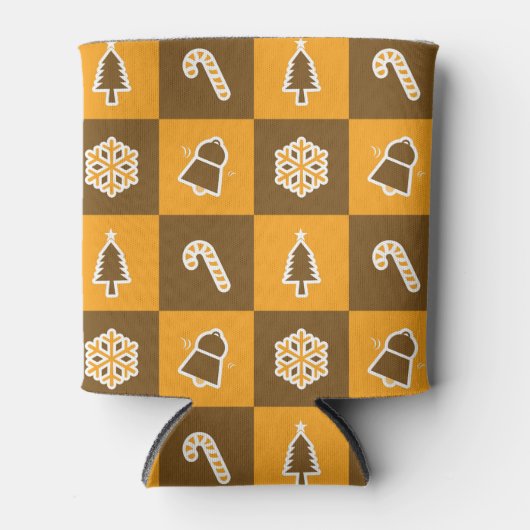 Festive Holiday Grid Pattern Blikjeskoeler (Voorkant)