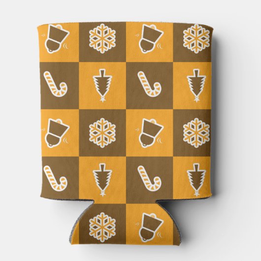 Festive Holiday Grid Pattern Blikjeskoeler (Achterkant)