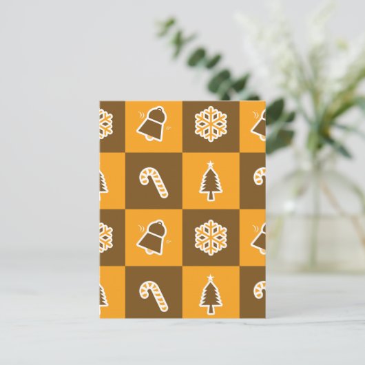 Festive Holiday Grid Pattern Briefkaart (Staand voorkant)