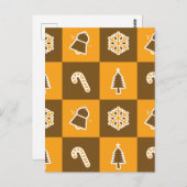 Festive Holiday Grid Pattern Briefkaart (Voorkant / Achterkant)