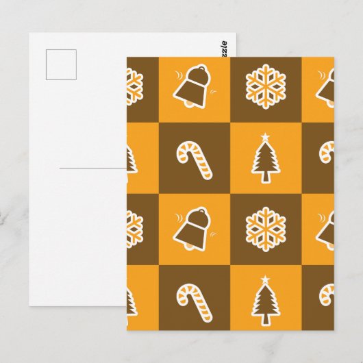 Festive Holiday Grid Pattern Briefkaart (Voorkant / Achterkant)